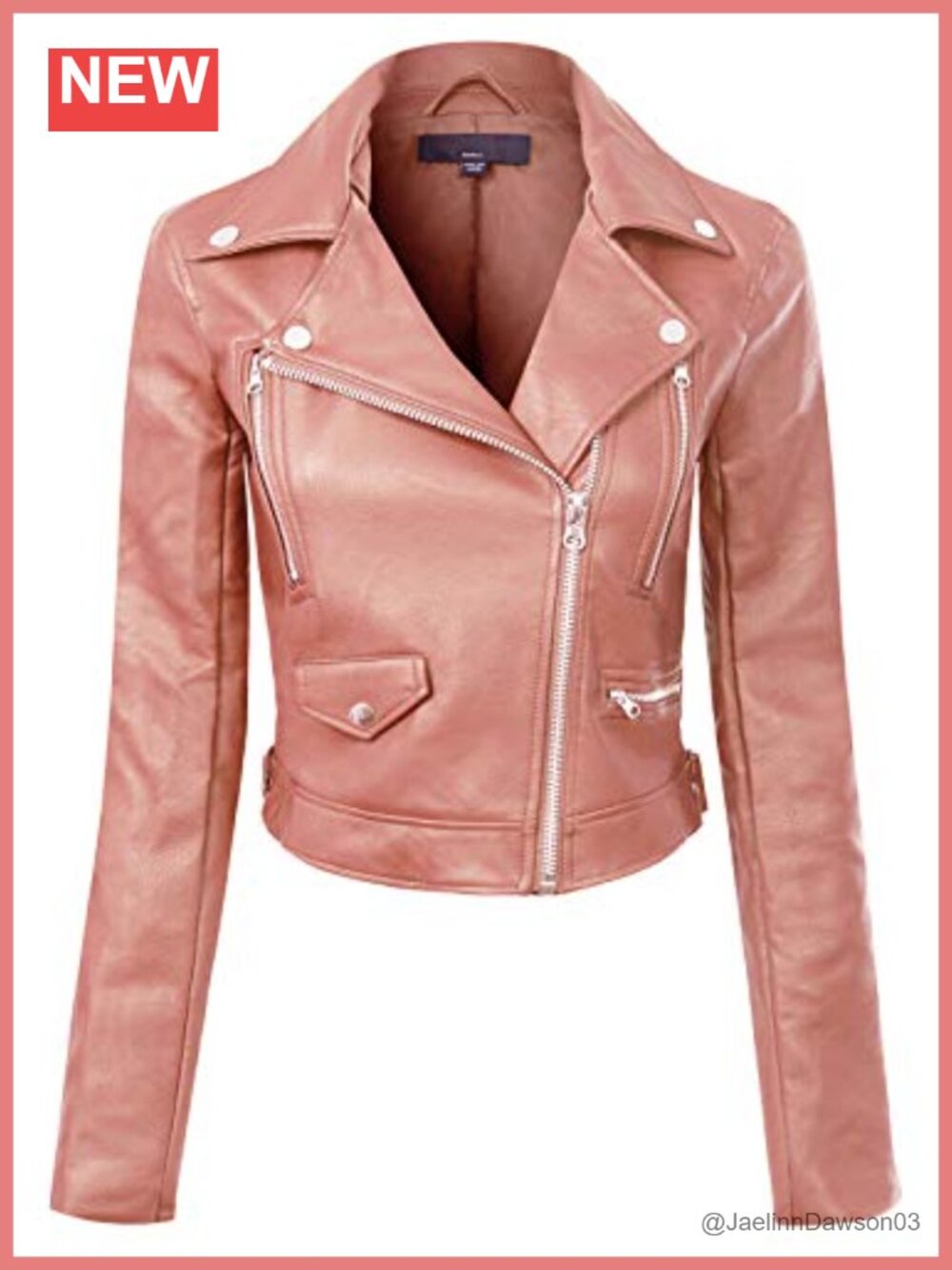 Women's Long Sleeve Moto Biker Faux Leather Jacket Cropped Zip Front